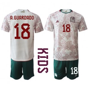 Meksiko Andres Guardado #18 Gostujuci Dres za Dječji SP 2022 Kratak Rukavima (+ kratke hlače)